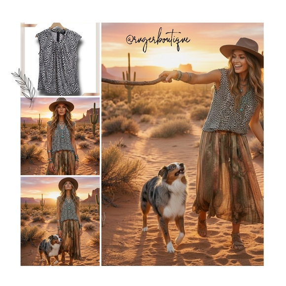 🌿Liz Claiborne Women's Medium Black and White Giraffe Print Career Top-CUTE! - Picture 8 of 10